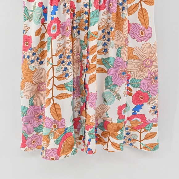 TOLANI Dress Size XXS Retro Tropical Floral Tiered Button Mini Dopamine India‎ - Picture 9 of 12